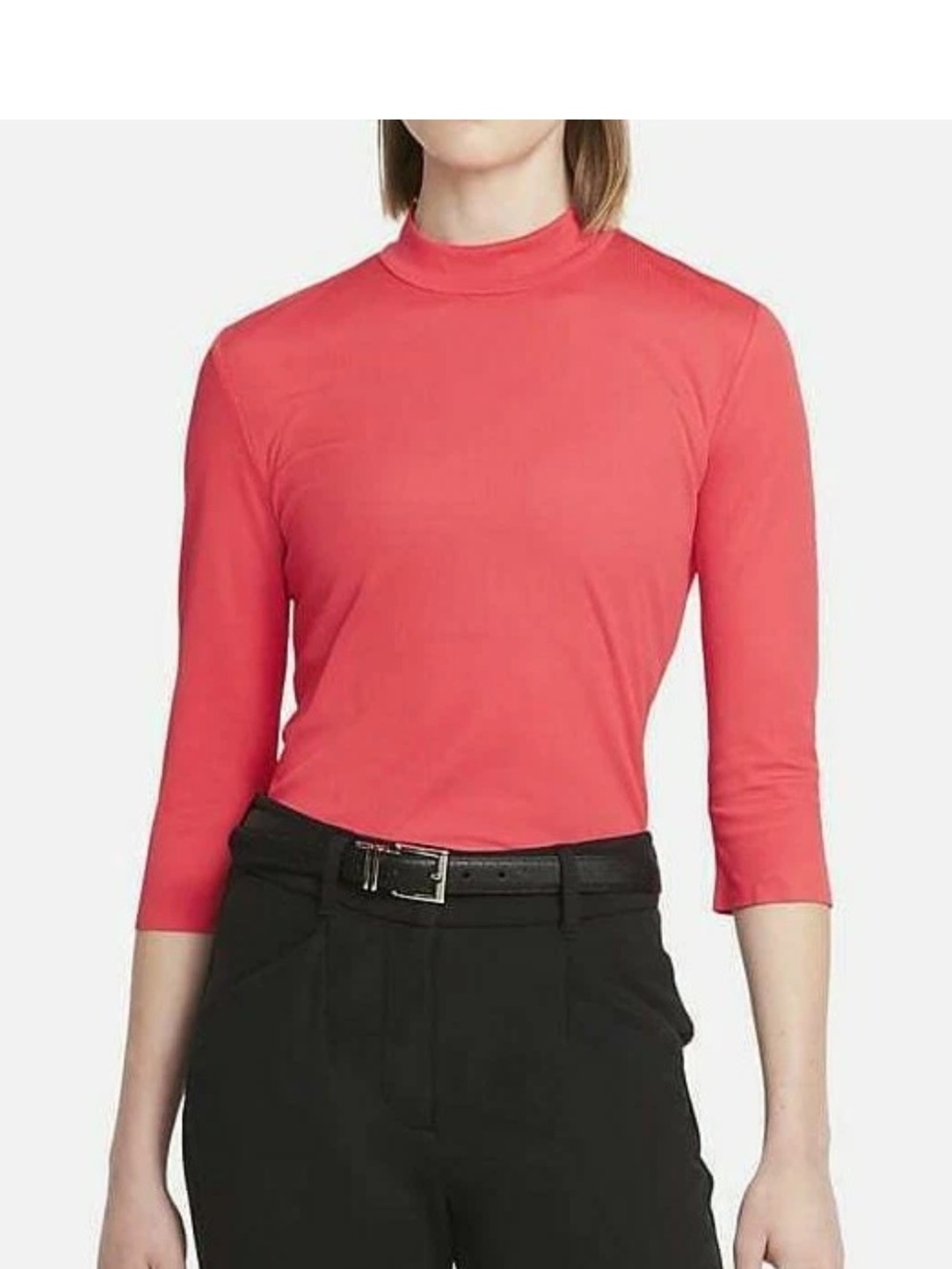 NIKE Women’s Small Ace Pink/Red Dri-Fit UV Mock Neck 3/4 Sleeve Golf Shirt Top